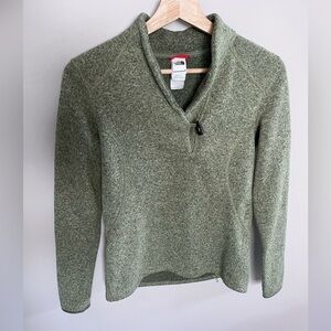The North Face Olive Green Shawl Collar Pullover Toggle Neck Sweater